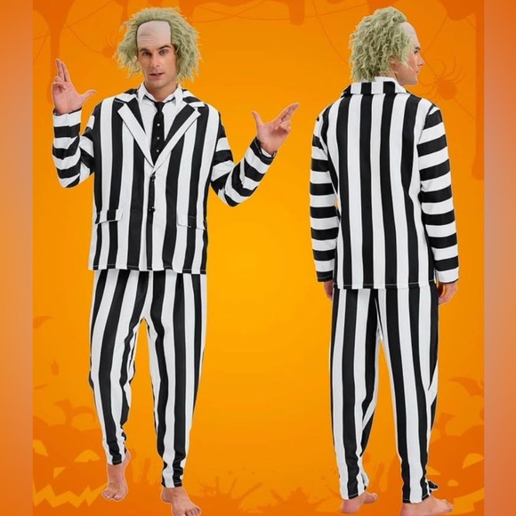 Beetle Juice costume with wig - Picture 2 of 4